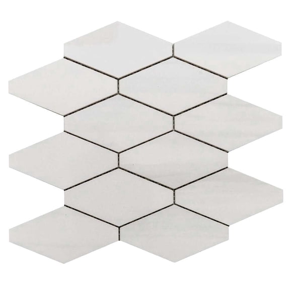 The Tile Life Stately Elongated Hex 12" x 12" Dolomite Polished Porcelain Mosaic Tile, 1 Sheet