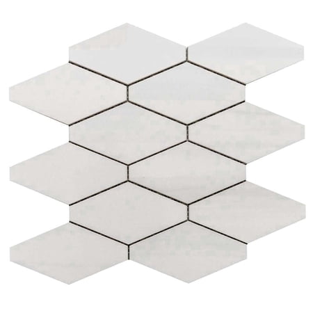 The Tile Life Stately Elongated Hex Dolomite Porcelain Mosaic Tile - 12 x 12 in. - Polished - 6-Piece - Floor, Wall & Backsplash
