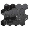 thumbnail image 1 of The Tile Life Stately Hex Nero Marquina Porcelain Hexagon Mosaic Tile - 11 x 14 in. - Polished - 6-Piece - Floor, Wall & Backsplash, 1 of 13