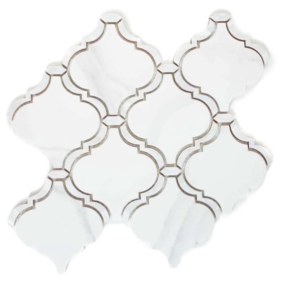 The Tile Life Tahitian Pearl Lantern 14" x 14.5" White Glass Mosaic Tile, 1 Sheet