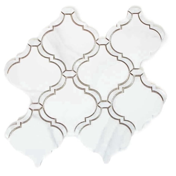 The Tile Life Tahitian Pearl Lantern 14" x 14.5" White Glass Mosaic Tile, 1 Sheet