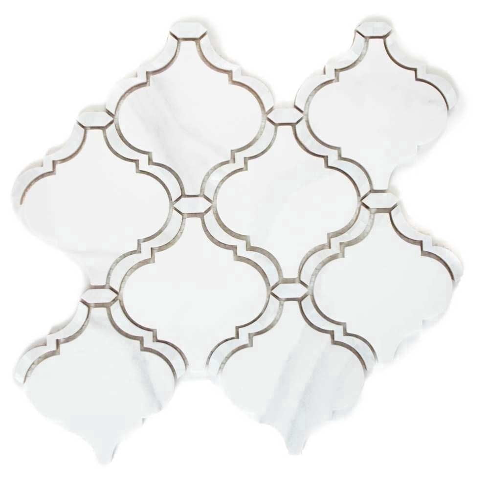 The Tile Life Tahitian Pearl Lantern 14" x 14.5" White Glass Mosaic Tile, 1 Sheet