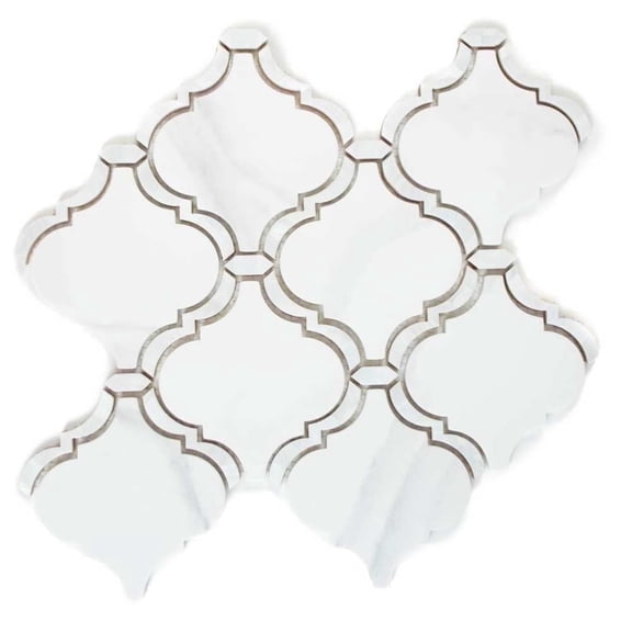 The Tile Life Tahitian Pearl Lantern 4" x 4" White Glass Mosaic Tile Sample, 1 Piece