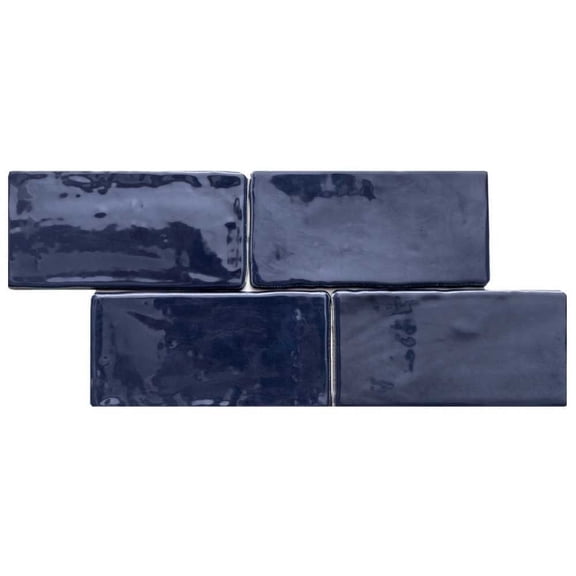 The Tile Life Talavera 3" x 6" Subway Cobalt Handmolded Look Glossy Ceramic Tile Sample 1 Piece