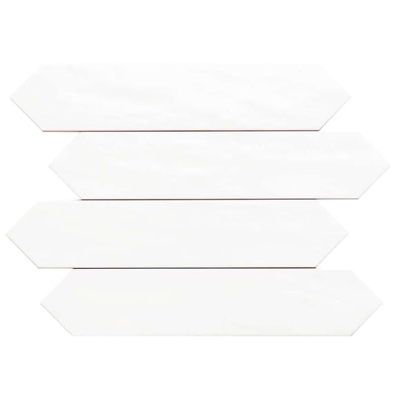 The Tile Life Talavera Picket White Glossy Ceramic Wall Tile, 2.6 x 13 in, 1-Piece Sample