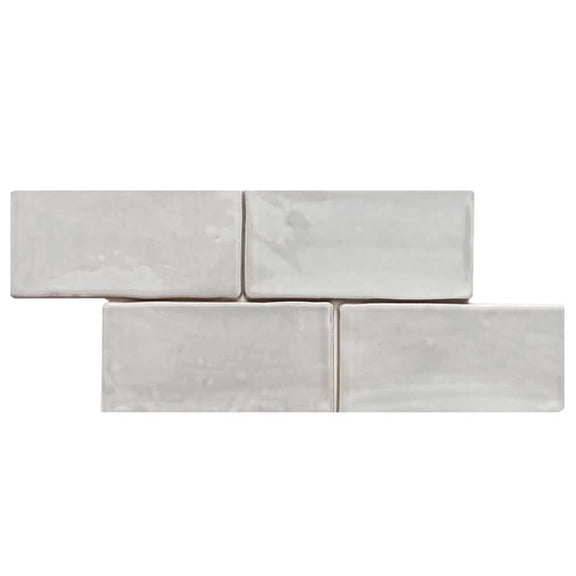 The Tile Life Talavera 3" x 6" Subway Smoke Handmolded Look Glossy Ceramic Tile Sample 1 Piece