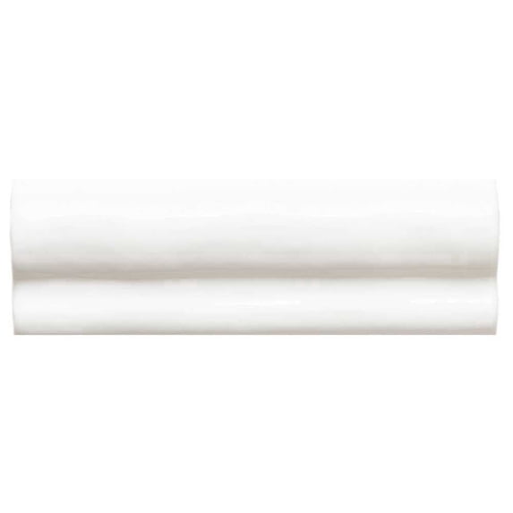 The Tile Life Talavera 2" x 6" White Handmolded Look Glossy Ceramic Chair Rail