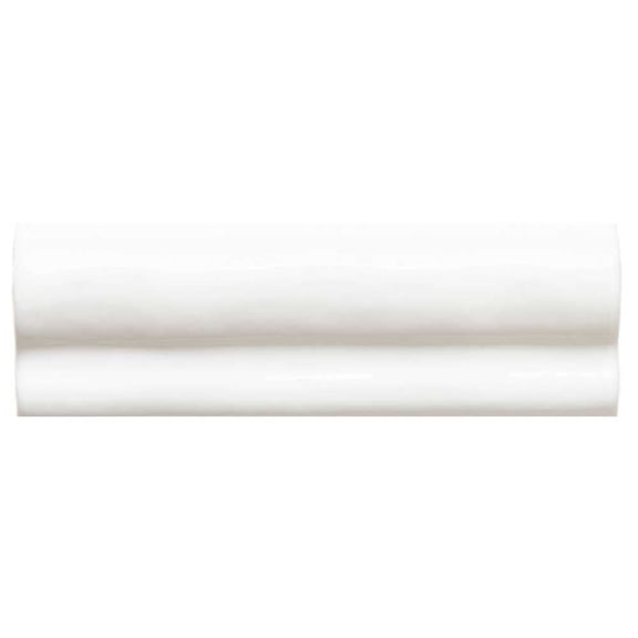 The Tile Life Talavera White Ceramic Chair Rail Tile - 2 x 6 in. - Glossy - 1-Piece