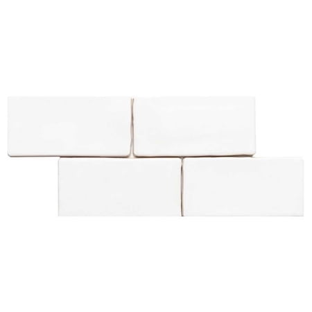 The Tile Life Talavera 3" x 6" White Handmolded Look Glossy Ceramic Tile Sample, 1 Piece