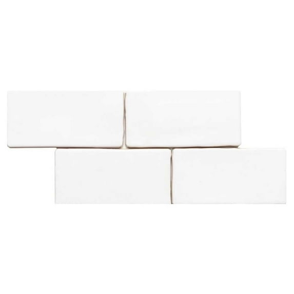 The Tile Life Talavera 3" x 6" White Handmolded Look Glossy Ceramic Tile Sample, 1 Piece