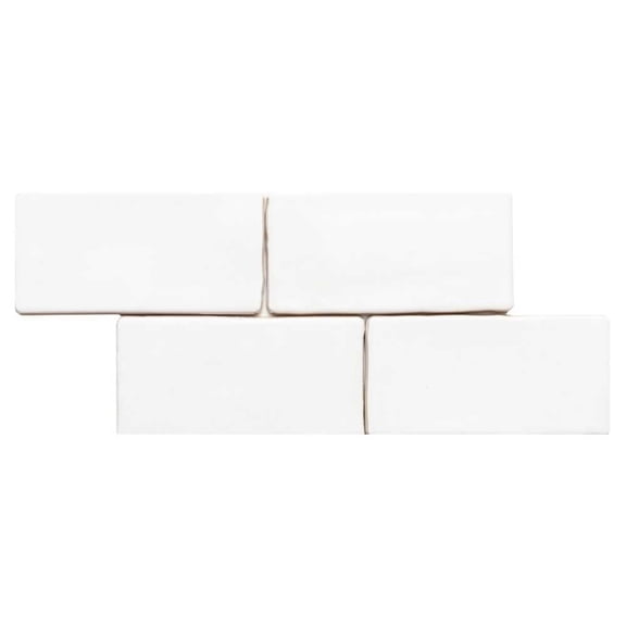 The Tile Life Talavera White Glossy Ceramic Subway Wall Tile, 3 x 6 in, 1-Piece Sample