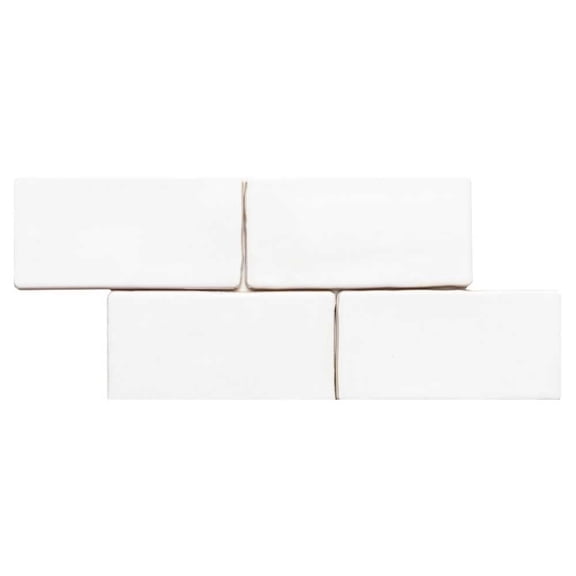 The Tile Life Talavera 3" x 6" Subway White Handmolded Look Glossy Ceramic Tile Sample 1 Piece