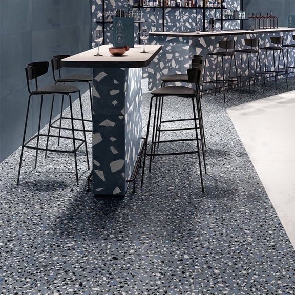 The Tile Life Terrazzo 2.0 4" x 4" Classic Blue Matte Porcelain Tile Sample