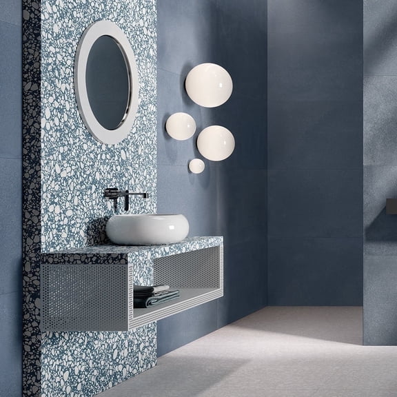 The Tile Life Terrazzo 2.0 24" x 24" Pop Blue Matte Porcelain Floor and Wall Tile, Case of 3