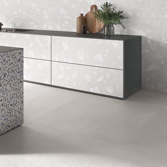 The Tile Life Terrazzo 2.0 4" x 4" White Matte Porcelain Tile Sample