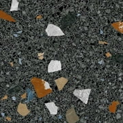 The Tile Life Terrazzo Grafito Black Multi Porcelain Floor and Wall Tile, 6" x 6" Sample, 1-Piece