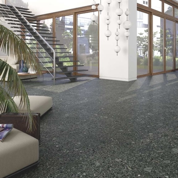 The Tile Life Terrazzo 24" x 24" Grafito Black Matte Porcelain Floor and Wall Tile, Case of 4