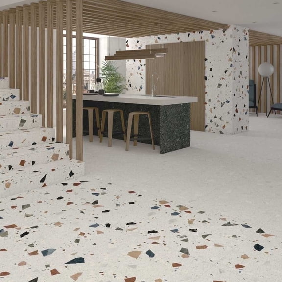 The Tile Life Terrazzo 24" x 24" Nacar White Porcelain Floor and Wall Tile Case of 4