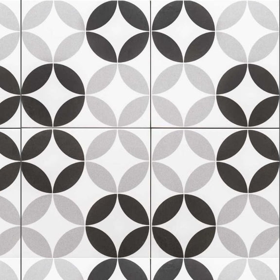 The Tile Life Twinkle 8.7" x 8.7" Patterned Black Matte Porcelain Tile Sample, 1 Piece