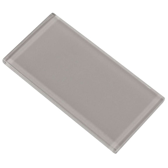 The Tile Life Urban 3" x 6" Light Gray Shiny Glass Wall Tile Sample 1 Piece