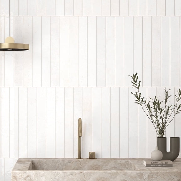 The Tile Life Vela 2" x 16" Clean Glossy Porcelain Subway Wall Tile, Case of 50