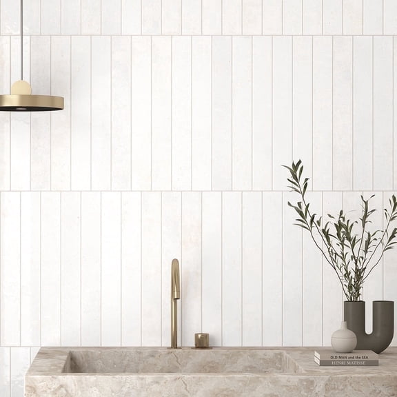 The Tile Life Vela 2" x 16" Clean Glossy Porcelain Subway Wall Tile Case of 50