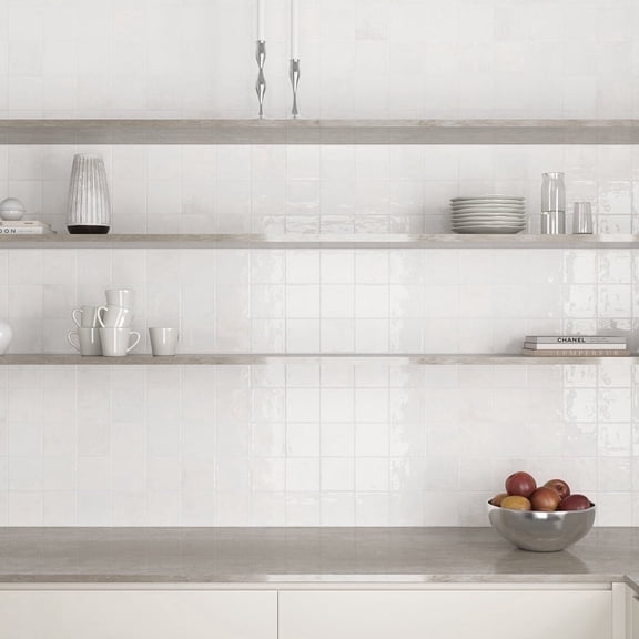 The Tile Life Vela 4" x 4" Clean Glossy Porcelain Wall Tile, Case of 60