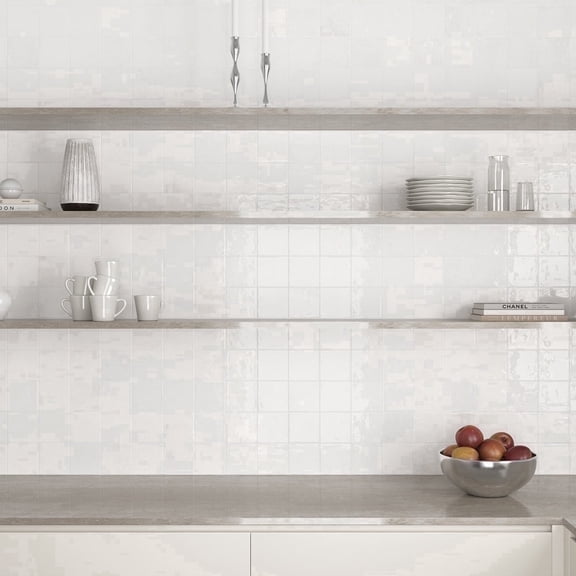 The Tile Life Vela 4" x 4" Clean Glossy Porcelain Wall Tile Case of 60