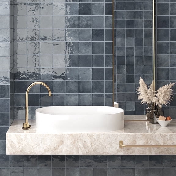 The Tile Life Vela 4" x 4" Deep Royal Glossy Porcelain Wall Tile, Case of 60