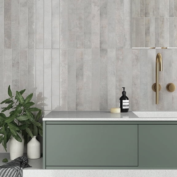 The Tile Life Vela 2" x 16" Dim Gray Glossy Porcelain Subway Wall Tile, Case of 50