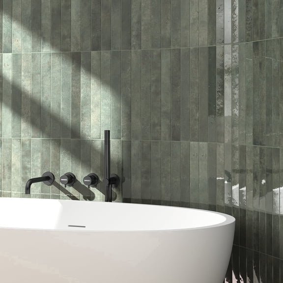The Tile Life Vela 2" x 4" Oakmoss Glossy Porcelain Tile Sample 1 Piece