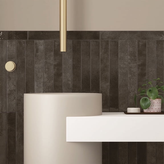 The Tile Life Vela 2" x 4" Soot Glossy Porcelain Tile Sample, 1 Piece