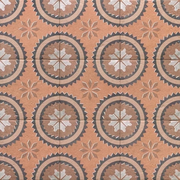The Tile Life Verity Poppy 8" x 8" Patterned Cotto Matte Porcelain Floor and Wall Tile Case of 25