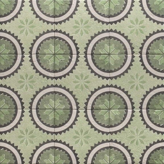 The Tile Life Verity Poppy 8" x 8" Patterned Verde Matte Porcelain Tile Sample 1 Piece