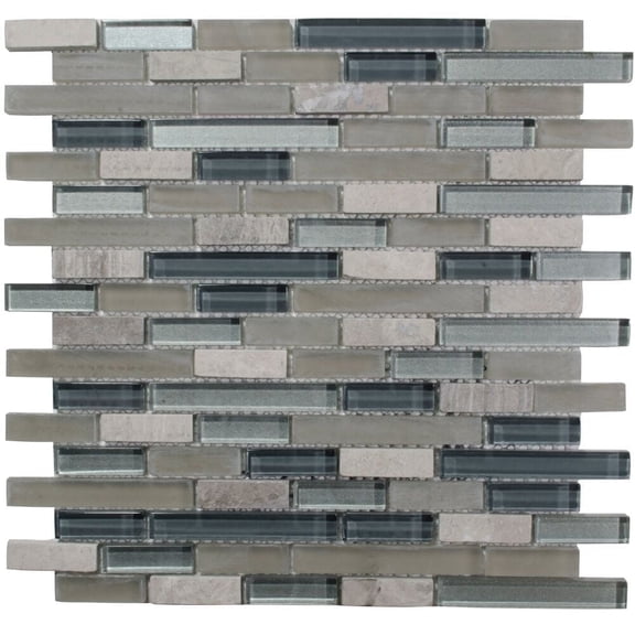 The Tile Life Victory Gray Polished Glass Mosaic Wall Tile 4x4 in Sample 1-Piece