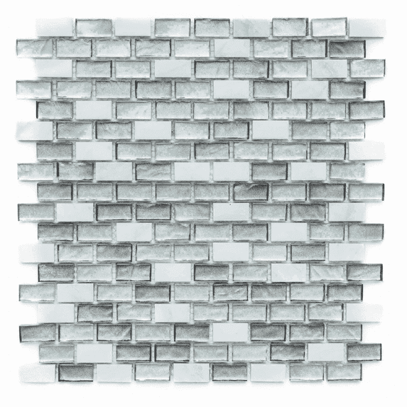 The Tile Life Victory Arctic 0.75" x 1.13" Brick Glass Mosaic Wall Tile - 4x4 Sample