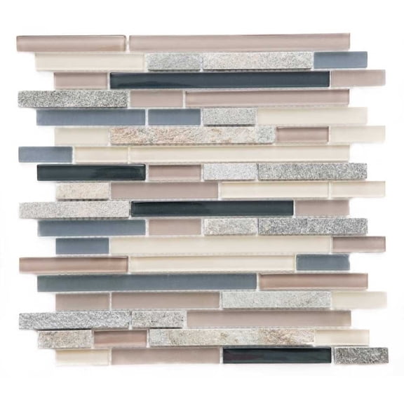 The Tile Life Victory Mixed Brick Beach Wave Glass Mosaic Wall Tile 12x12 in 1-Piece