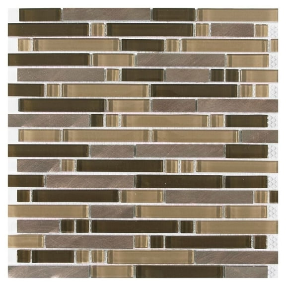 The Tile Life Victory Mixed Brick 12x12 Copper Glass Mosaic Kitchen Tile - 1 Sheet (1 Sq. ft.)
