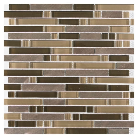 The Tile Life Victory Mixed Brick 12x12 Copper Glass Mosaic Kitchen Tile - 1 Sheet (1 Sq. ft.)