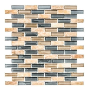 The Tile Life Victory Mixed Brick 12x12 Ocean Sand Glass Backsplash Wall Tile - 1 Sheet (1 Sq. ft.)