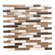 The Tile Life Victory Mixed Brick Glass Mosaic Tile, Cappuccino (1 Sq. ft./Sheet)