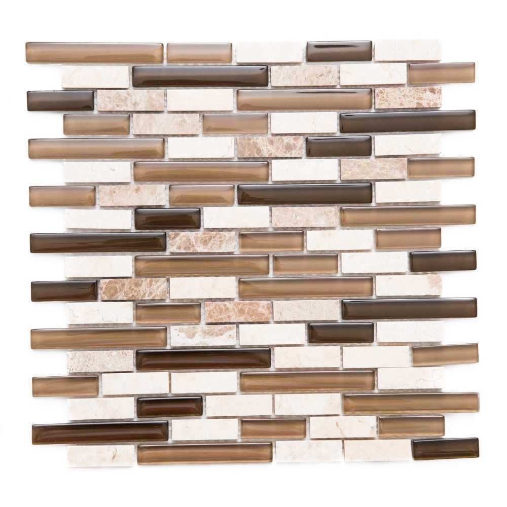 The Tile Life Victory Mixed Glass Mosaic Tile, Cappuccino (Sample