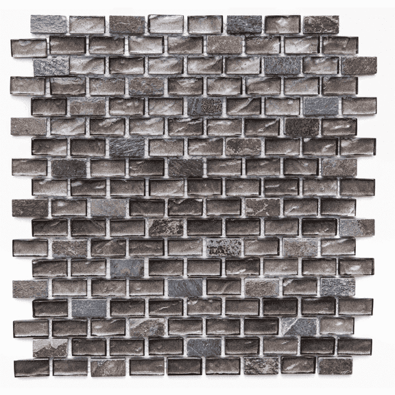 The Tile Life Victory Noce 0.75" x 1.13" Brick Glass Mosaic Wall Tile - 4x4 Sample