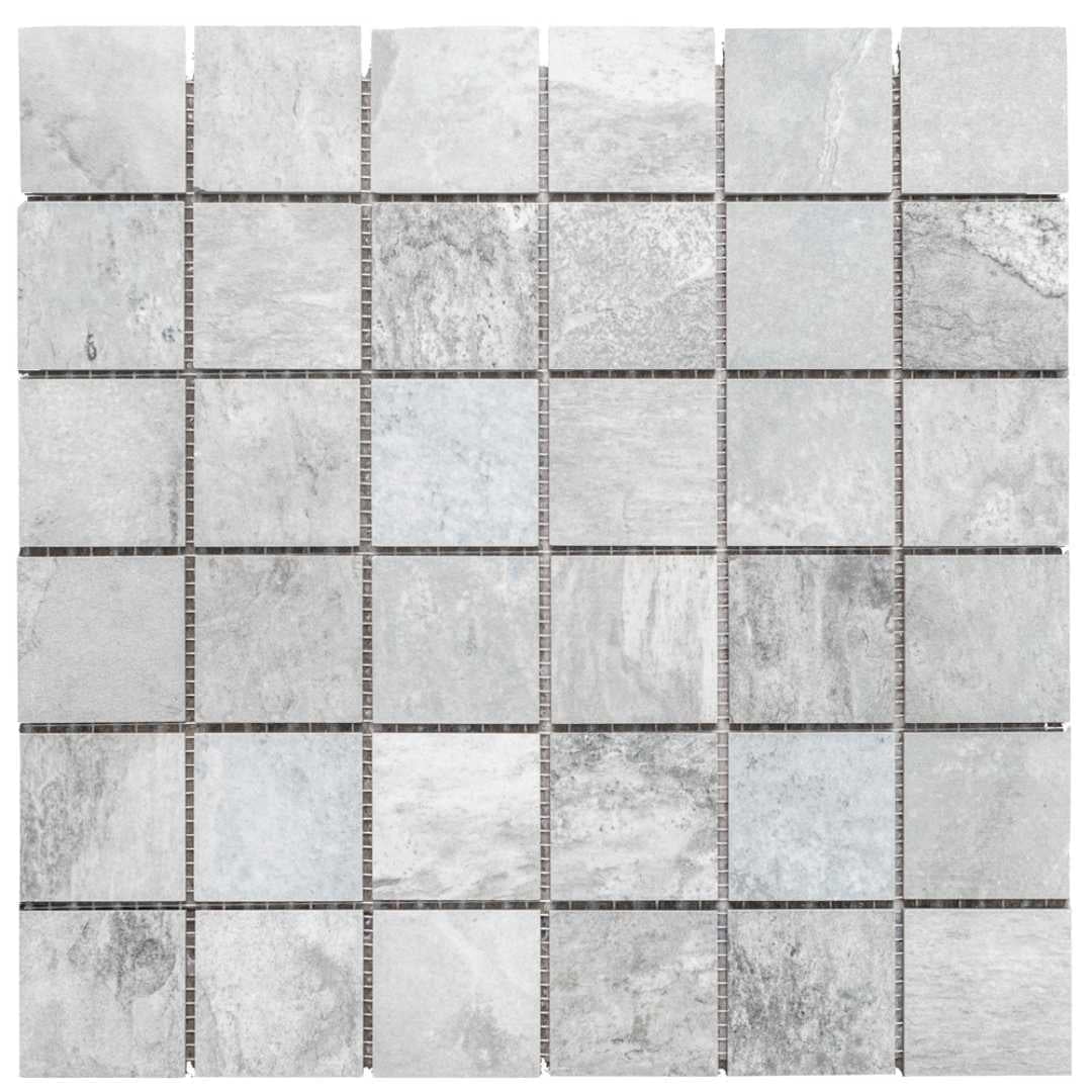 The Tile Life Wells Stone Slate 2" x 2" Blue Porcelain Mosaic Floor and Wall Tile, 1 Sheet