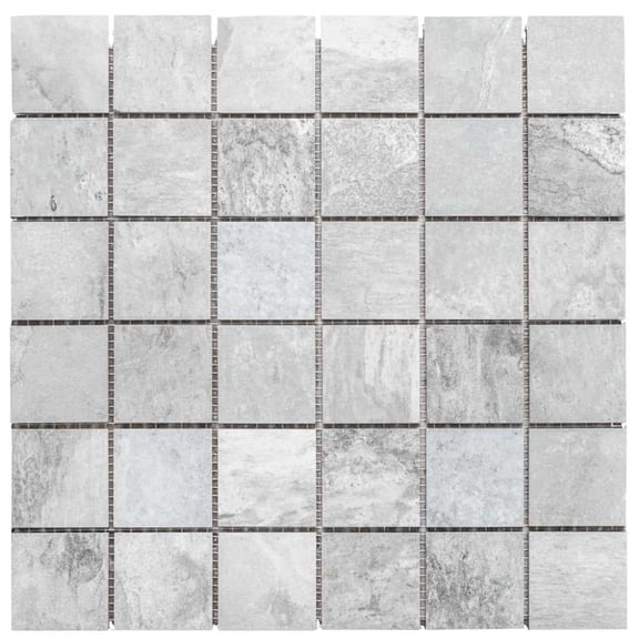 The Tile Life Wells Stone Slate 4" x 4" Blue Porcelain Mosaic Tile Sample