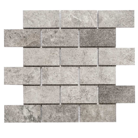 The Tile Life Wilds 2" x 4" Gravel Grey Matte Porcelain Mosaic Floor and Wall Tile Case of 6