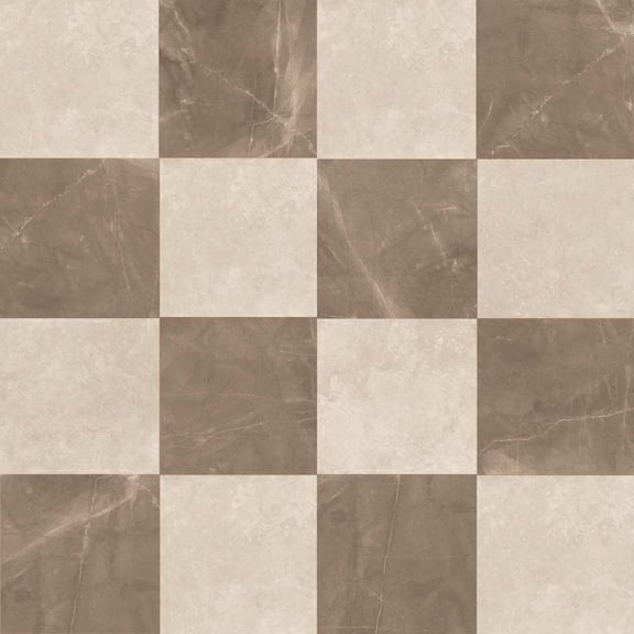 The Tile Life Windsor 4" x 4" Checkerboard Bronze & Crema Marfil Matte Porcelain Tile Sample