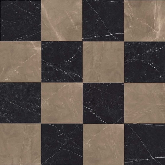 The Tile Life Windsor Checkerboard 4" x 4" Bronze & Nero Marquina Matte Porcelain Tile Sample 1 Piece