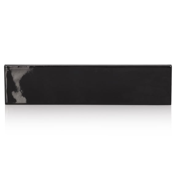 The Tile Project 2"x10" Modern Brick Porcelain Black Shiny Floor/Wall Tile (5.58 Sq. ft./Box)
