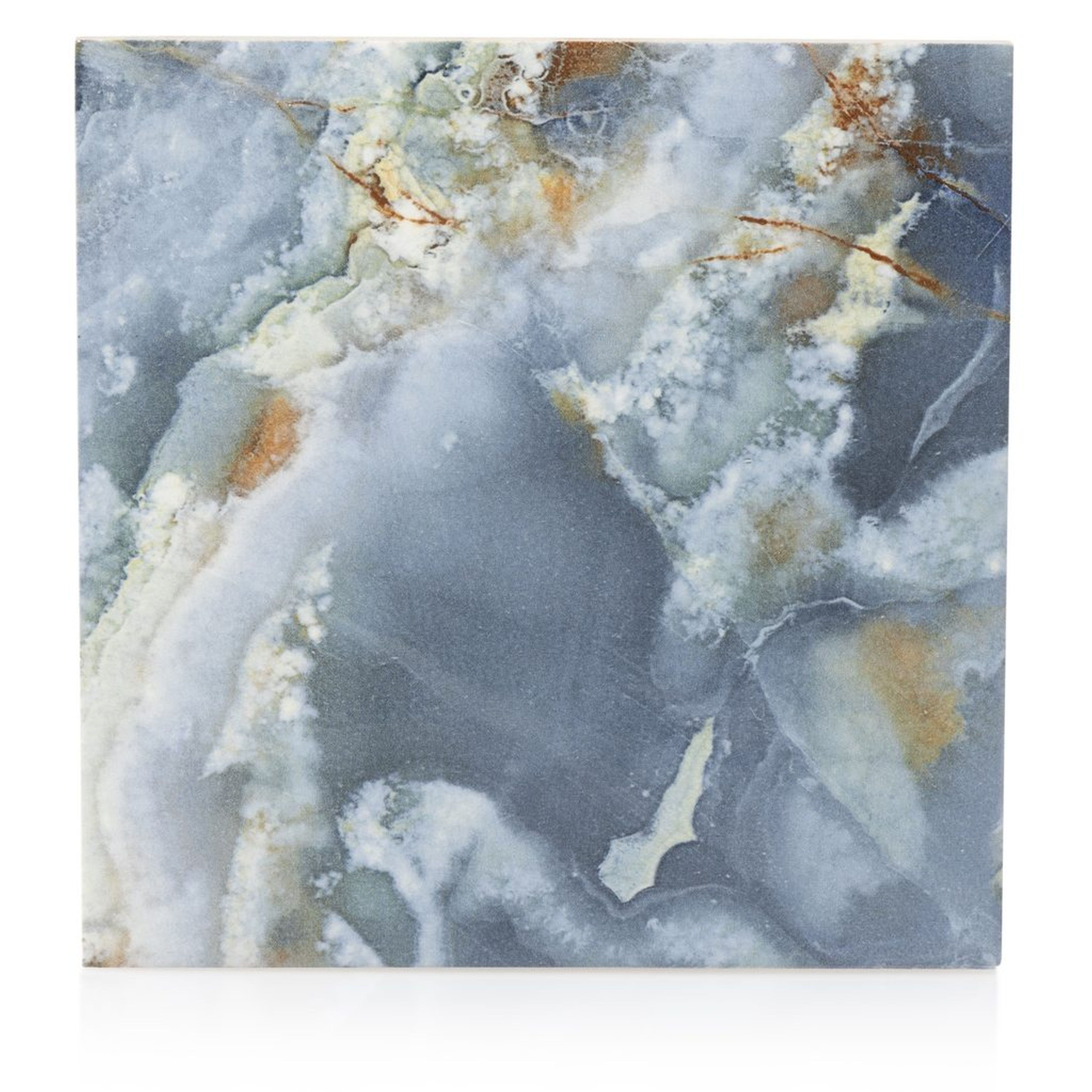 6" x 6" Glossy Blue and Gray Porcelain Pool Tile